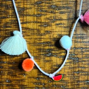 Colorful Pom Pom and Tassel Necklace for Kids